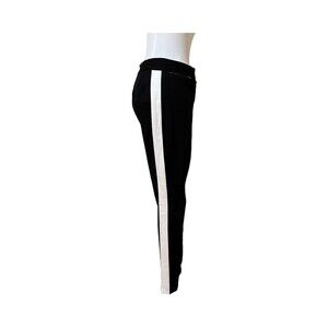 Crown & Ivy Sz 6 Women's Black With White Stripe Skinny Stretch Ankle Pants